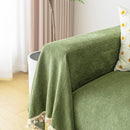 Couch Cover Sectional L Shape Chenille Herringbone Couch Throw Cover with Tassel Pom-Poms for Pets