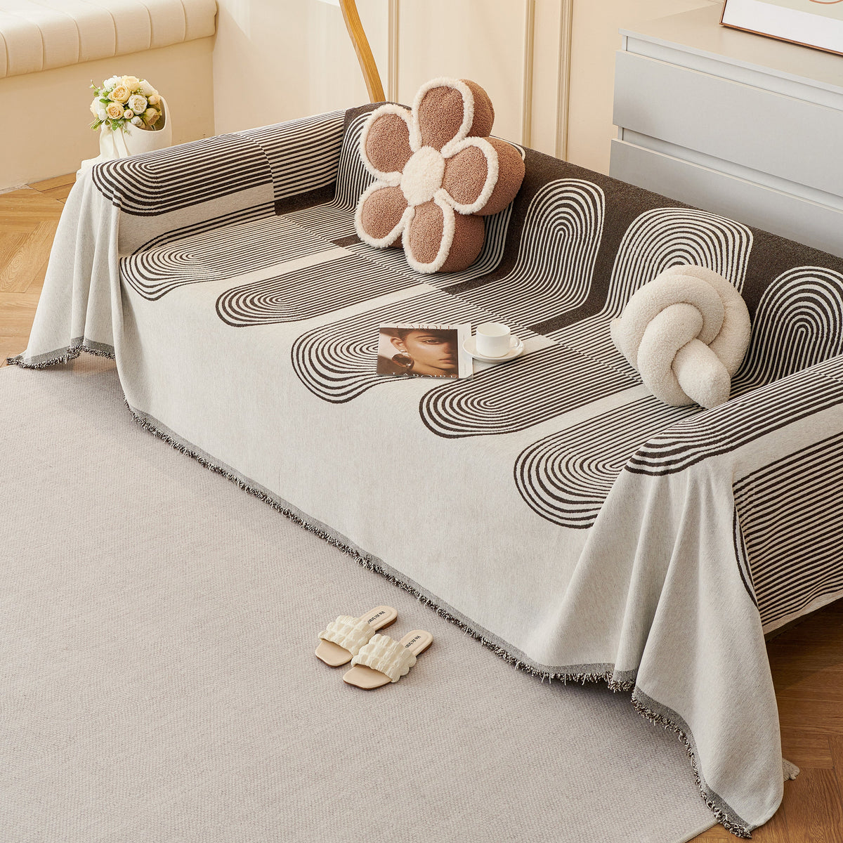 Chenille Boho Geometric Sofa Throw Cover Luxury Throws for Sofas Cat Proof Slipcovers Couch Covers, photo 43 of 44
