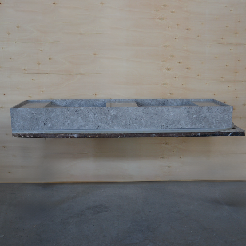 Tundra Grey Marble Handcrafted Bathroom Sink - One of a Kind Artisan Centerpiece, photo 9 of 10