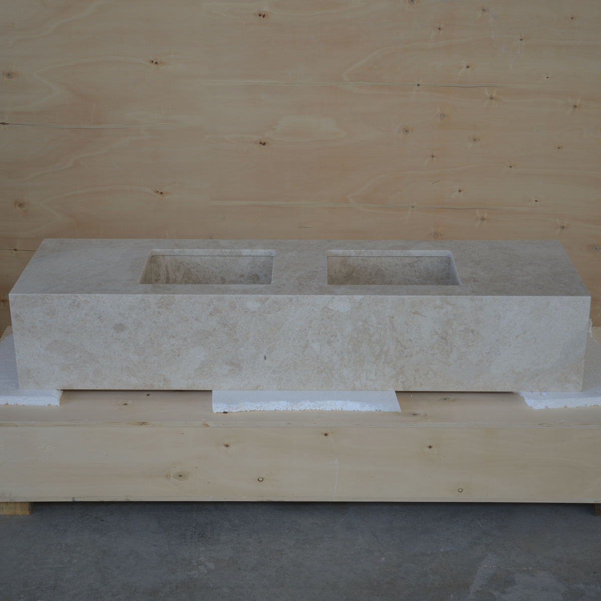 Hera Beige Marble Double Sink - Handcrafted Premium Bath Fixture, photo 2 of 9