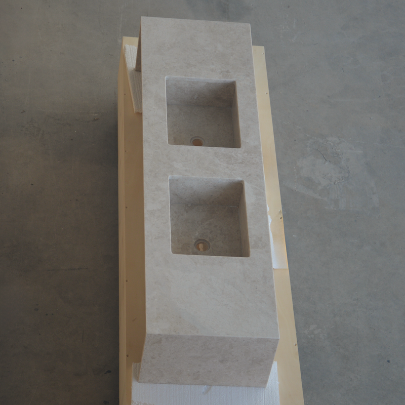 Hera Beige Marble Double Sink - Handcrafted Premium Bath Fixture, photo 6 of 9