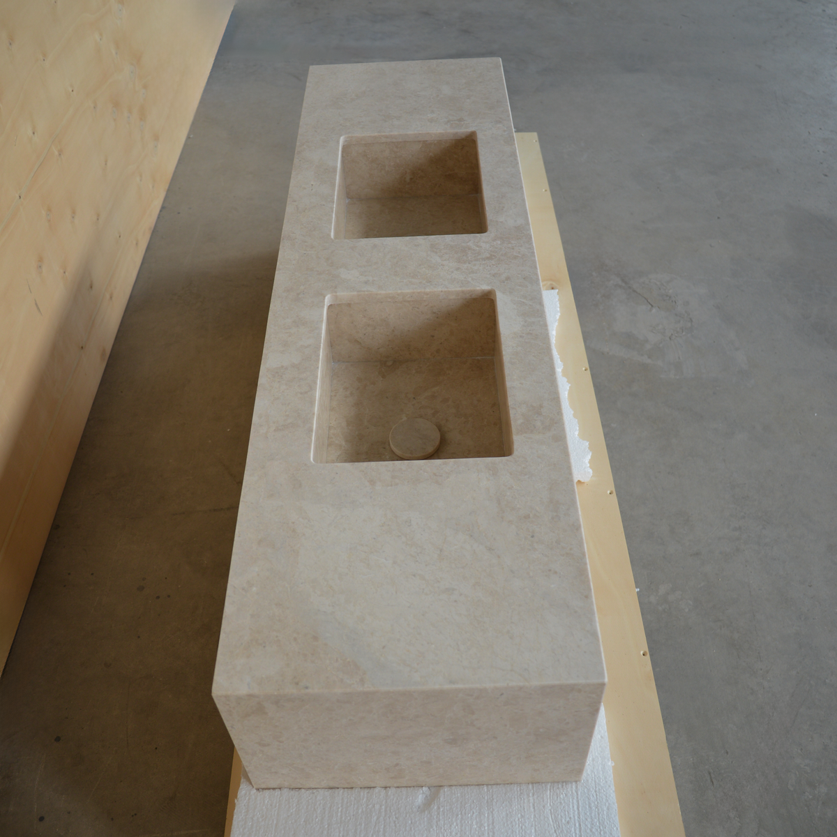 Hera Beige Marble Double Sink - Handcrafted Premium Bath Fixture, photo 7 of 9