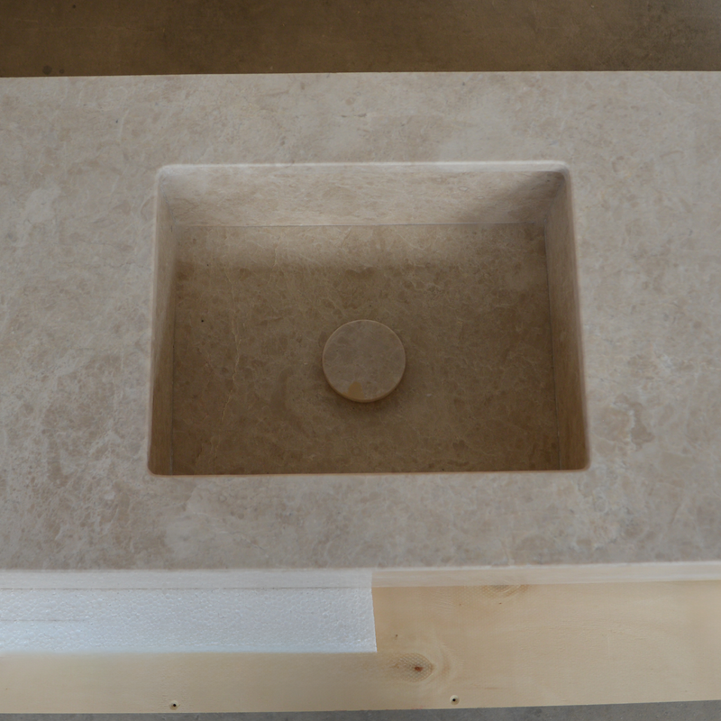 Hera Beige Marble Double Sink - Handcrafted Premium Bath Fixture, photo 8 of 9