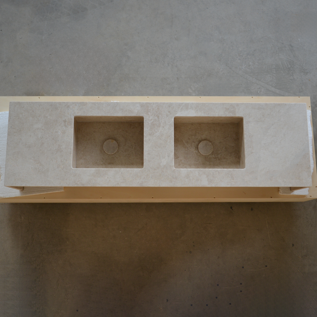 Hera Beige Marble Double Sink - Handcrafted Premium Bath Fixture, photo 9 of 9
