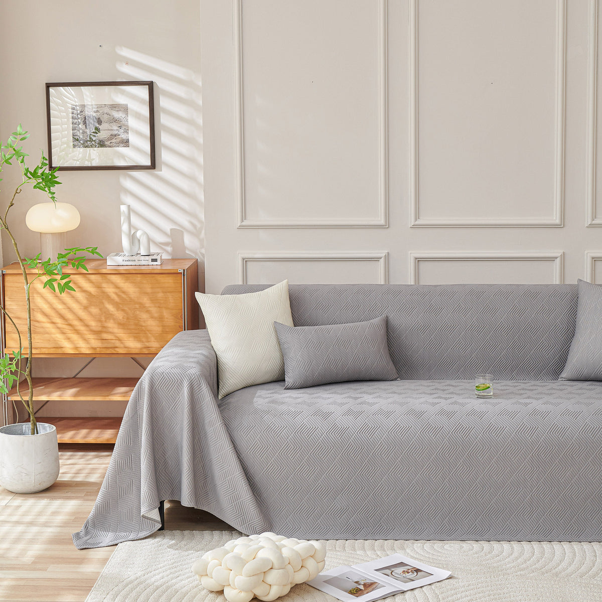 Cooling Scratch Proof Large Sofa Throw Cover, Geometric Texture Couch Protector, photo 40 of 44