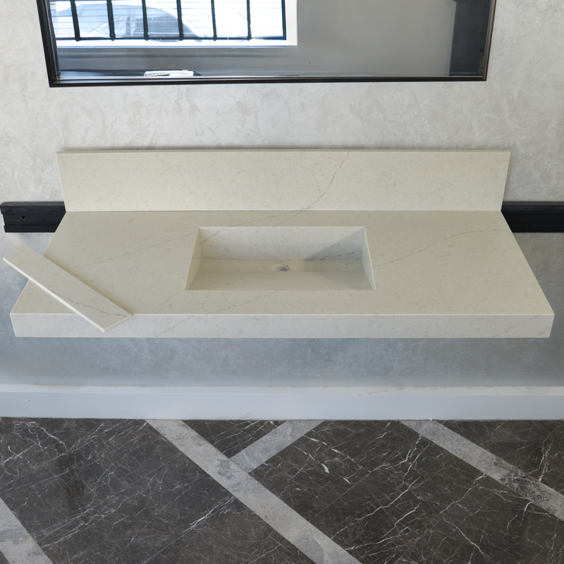Handcrafted Custom Quartz Sink Integrated Backsplash - Alba Via, photo 3 of 10