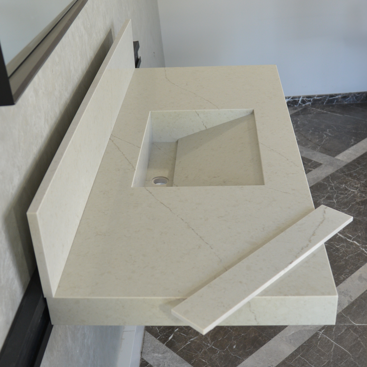 Handcrafted Custom Quartz Sink Integrated Backsplash - Alba Via, photo 4 of 10