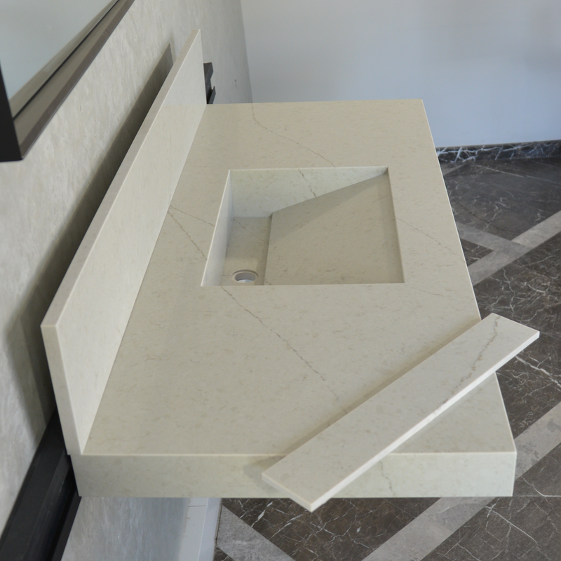 Handcrafted Custom Quartz Sink Integrated Backsplash - Alba Via, photo 4 of 10