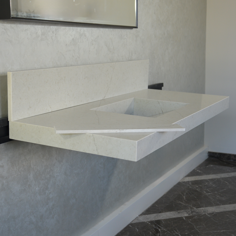 Handcrafted Custom Quartz Sink Integrated Backsplash - Alba Via, photo 5 of 10