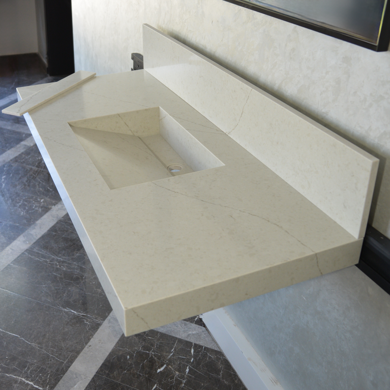 Handcrafted Custom Quartz Sink Integrated Backsplash - Alba Via, photo 6 of 10