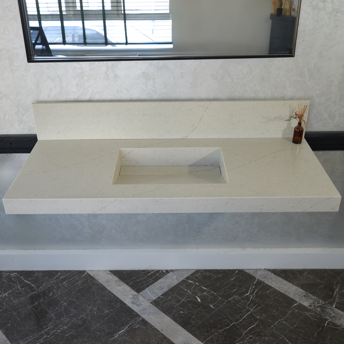Handcrafted Custom Quartz Sink Integrated Backsplash - Alba Via, photo 7 of 10