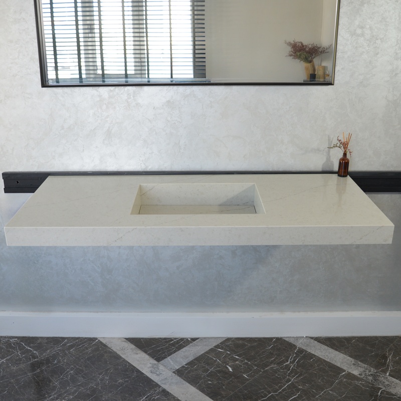 Handcrafted Custom Quartz Sink Integrated Backsplash - Alba Via, photo 8 of 10