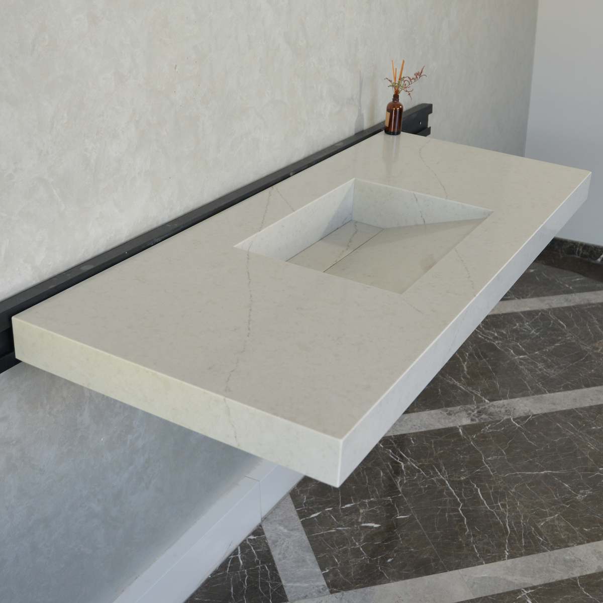 Handcrafted Custom Quartz Sink Integrated Backsplash - Alba Via, photo 9 of 10