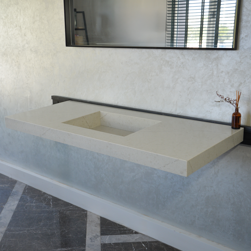 Handcrafted Custom Quartz Sink Integrated Backsplash - Alba Via, photo 10 of 10