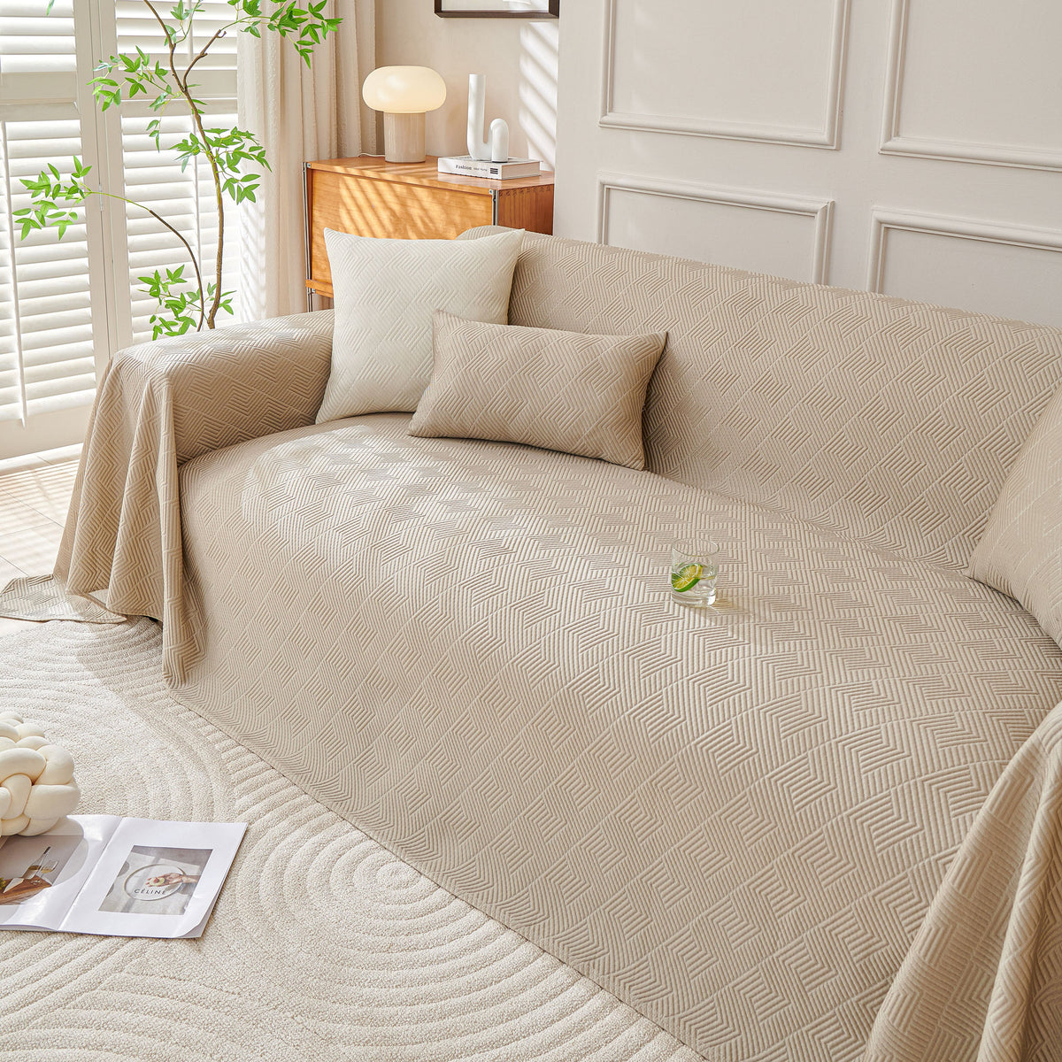 Cooling Scratch Proof Large Sofa Throw Cover, Geometric Texture Couch Protector, photo 10 of 44