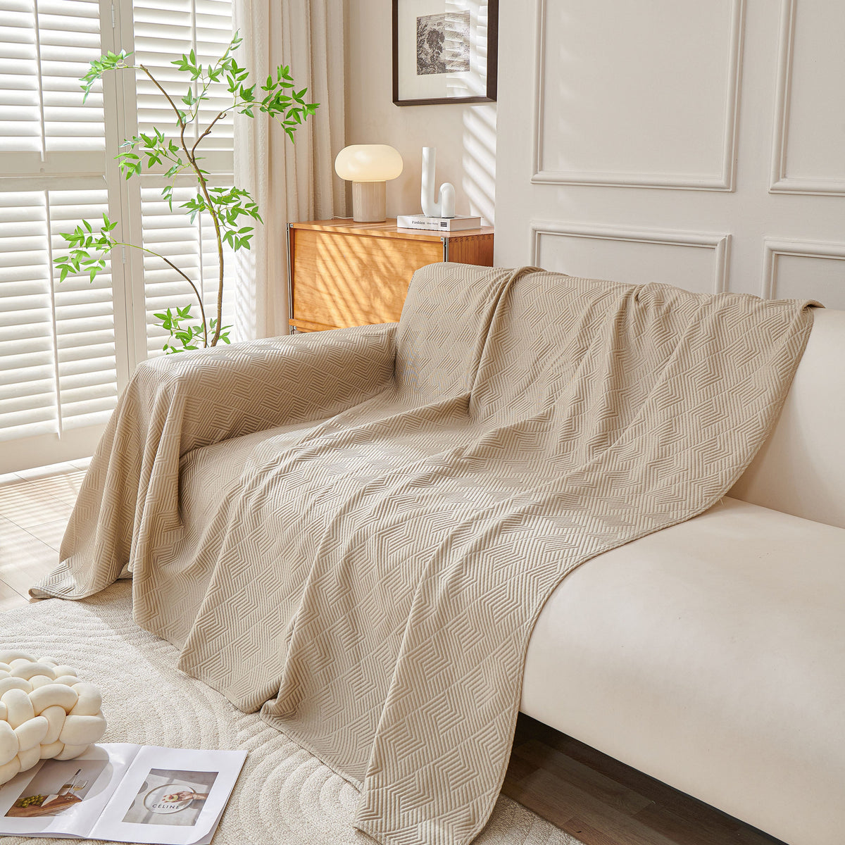 Cooling Scratch Proof Large Sofa Throw Cover, Geometric Texture Couch Protector, photo 20 of 44