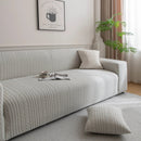 Plush Fleece Sofa Slipcover with 3D Wheat Pattern, Cozy High-Stretch Couch Cover by Slipcover KAS™