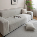 Plush Fleece Sofa Slipcover with 3D Wheat Pattern, Cozy High-Stretch Couch Cover by Slipcover KAS™