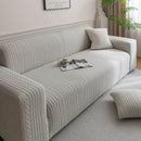 Plush Fleece Sofa Slipcover with 3D Wheat Pattern, Cozy High-Stretch Couch Cover by Slipcover KAS™