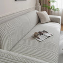 Plush Fleece Sofa Slipcover with 3D Wheat Pattern, Cozy High-Stretch Couch Cover by Slipcover KAS™