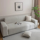 Plush Fleece Sofa Slipcover with 3D Wheat Pattern, Cozy High-Stretch Couch Cover by Slipcover KAS™