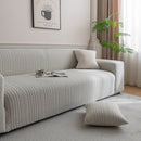 Plush Fleece Sofa Slipcover with 3D Wheat Pattern, Cozy High-Stretch Couch Cover by Slipcover KAS™