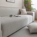 Plush Fleece Sofa Slipcover with 3D Wheat Pattern, Cozy High-Stretch Couch Cover by Slipcover KAS™