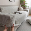 Plush Fleece Sofa Slipcover with 3D Wheat Pattern, Cozy High-Stretch Couch Cover by Slipcover KAS™