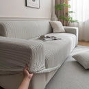 Plush Fleece Sofa Slipcover with 3D Wheat Pattern, Cozy High-Stretch Couch Cover by Slipcover KAS™