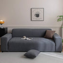 Plush Fleece Sofa Slipcover with 3D Wheat Pattern, Cozy High-Stretch Couch Cover by Slipcover KAS™