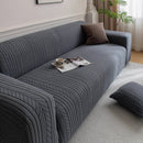 Plush Fleece Sofa Slipcover with 3D Wheat Pattern, Cozy High-Stretch Couch Cover by Slipcover KAS™