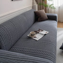 Plush Fleece Sofa Slipcover with 3D Wheat Pattern, Cozy High-Stretch Couch Cover by Slipcover KAS™