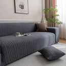 Plush Fleece Sofa Slipcover with 3D Wheat Pattern, Cozy High-Stretch Couch Cover by Slipcover KAS™