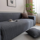 Plush Fleece Sofa Slipcover with 3D Wheat Pattern, Cozy High-Stretch Couch Cover by Slipcover KAS™