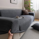 Plush Fleece Sofa Slipcover with 3D Wheat Pattern, Cozy High-Stretch Couch Cover by Slipcover KAS™