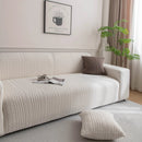 Plush Fleece Sofa Slipcover with 3D Wheat Pattern, Cozy High-Stretch Couch Cover by Slipcover KAS™