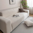 Plush Fleece Sofa Slipcover with 3D Wheat Pattern, Cozy High-Stretch Couch Cover by Slipcover KAS™