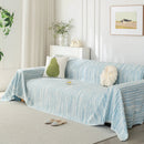 Summer Cooling Ice Silk Sofa Cover, Textured Stripe Soft Breathable Couch Throw Cover by Slipcover KAS™