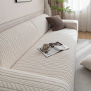 Plush Fleece Sofa Slipcover with 3D Wheat Pattern, Cozy High-Stretch Couch Cover by Slipcover KAS™