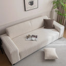 Plush Fleece Sofa Slipcover with 3D Wheat Pattern, Cozy High-Stretch Couch Cover by Slipcover KAS™