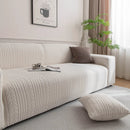 Plush Fleece Sofa Slipcover with 3D Wheat Pattern, Cozy High-Stretch Couch Cover by Slipcover KAS™