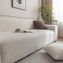 Plush Fleece Sofa Slipcover with 3D Wheat Pattern, Cozy High-Stretch Couch Cover by Slipcover KAS™