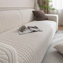Plush Fleece Sofa Slipcover with 3D Wheat Pattern, Cozy High-Stretch Couch Cover by Slipcover KAS™