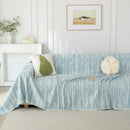Summer Cooling Ice Silk Sofa Cover, Textured Stripe Soft Breathable Couch Throw Cover by Slipcover KAS™