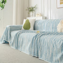 Summer Cooling Ice Silk Sofa Cover, Textured Stripe Soft Breathable Couch Throw Cover by Slipcover KAS™