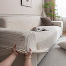 Plush Fleece Sofa Slipcover with 3D Wheat Pattern, Cozy High-Stretch Couch Cover by Slipcover KAS™