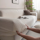 Plush Fleece Sofa Slipcover with 3D Wheat Pattern, Cozy High-Stretch Couch Cover by Slipcover KAS™