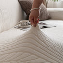 Plush Fleece Sofa Slipcover with 3D Wheat Pattern, Cozy High-Stretch Couch Cover by Slipcover KAS™