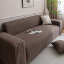 Plush Fleece Sofa Slipcover with 3D Wheat Pattern, Cozy High-Stretch Couch Cover by Slipcover KAS™