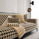 Winter Thickened Sherpa Fleece Houndstooth Sofa Cushion, Non-slip Sofa Cover with Plush